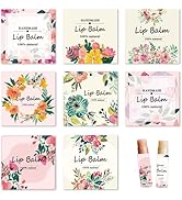 CRASPIRE 80Pcs 8 Styles Lip Balm Sticker Flower Self-Adhesive Homemade Lip Balm Labels Vintage Sq...
