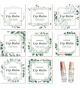 CRASPIRE 80Pcs 8 Styles Self-Adhesive Lip Balm Tag Stickers Green Leaves Pattern Waterproof Homem...