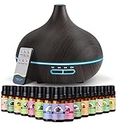 SACATR 550ml Oil Diffuser with 15x10mL Essential Oils, Essential Oil Diffusers with Remote Contro...