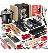 CraftZee Sushi Making Kit - 42Pcs Sushi Maker Kit with Bazooka Roller, Rice Cooker, Onigiri, Nigi...