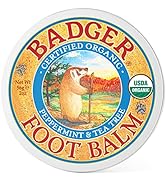 Badger Foot Balm, Organic Tea Tree & Olive Oil Foot Care for Dry Cracked Heel Repai, 2 oz Cream