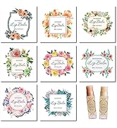 CRASPIRE 80Pcs 8 Styles Lip Balm Sticker Self-Adhesive Homemade Lip Balm Labels Floral Patter Squ...
