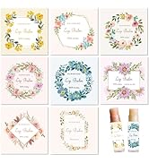 CRASPIRE 80Pcs 8 Styles Lip Balm Sticker Flower Wreath Plants Self-Adhesive Homemade Lip Balm Lab...