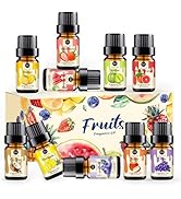 RAINBOW ABBY Fruity Fragrance Oil for Candle & Soap Making, 10 Fruit Scents in 5ML Bottles, Cocon...