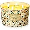 HomeLights Soy Wax Candles for Home Scented, 4-Wick Candles in Peach Blossom Freesia Scented, Aromatherapy Candles Gift for Parties, Relaxing, Bohemian Natural Textures, 18oz