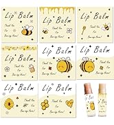 CRASPIRE 80Pcs 8 Styles Labels for Lip Balm Coated Paper Paster Honey Bee Square Tubes Lip Balm L...