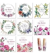 CRASPIRE 80Pcs 8 Styles Lip Balm Sticker Wreath Flower Floral Rose Peony Self-Adhesive Homemade L...