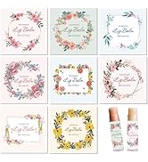 CRASPIRE 80Pcs 8 Styles Lip Balm Sticker Wreath Flower Plant Rose Sunflower Self-Adhesive Homemad...