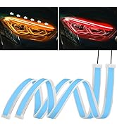 2PC 24 Inch Dual Color Red/Sequence Amber LED Headlight Strip Tube, Waterproof Flexible Adhesive ...