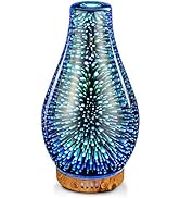 Porseme Essential Oil Diffuser 3D Glass Aromatherapy Ultrasonic Humidifier Cool Mist, Auto Shut-O...