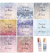 CRASPIRE 80Pcs 8 Styles Lip Balm Sticker Flash Background Self-Adhesive Homemade Lip Balm Labels ...