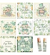 CRASPIRE 80Pcs 8 Styles Lip Balm Sticker Clover Saint Patrick's Day Self-Adhesive Homemade Lip Ba...