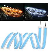 2PC 24 Inch Dual Color Red/Sequence Amber LED Headlight Strip Tube, Waterproof Flexible Adhesive ...