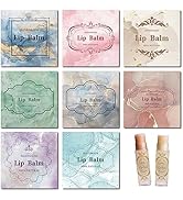 CRASPIRE 80Pcs 8 Styles Lip Balm Sticker Self-Adhesive Homemade Lip Balm Labels Waterproof Square...