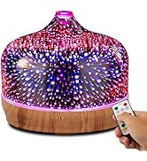 Porseme 500ml Glass Essential Oil Diffuser Aromatherapy Ultrasonic Cool Mist Humidifier 15-21 Run...