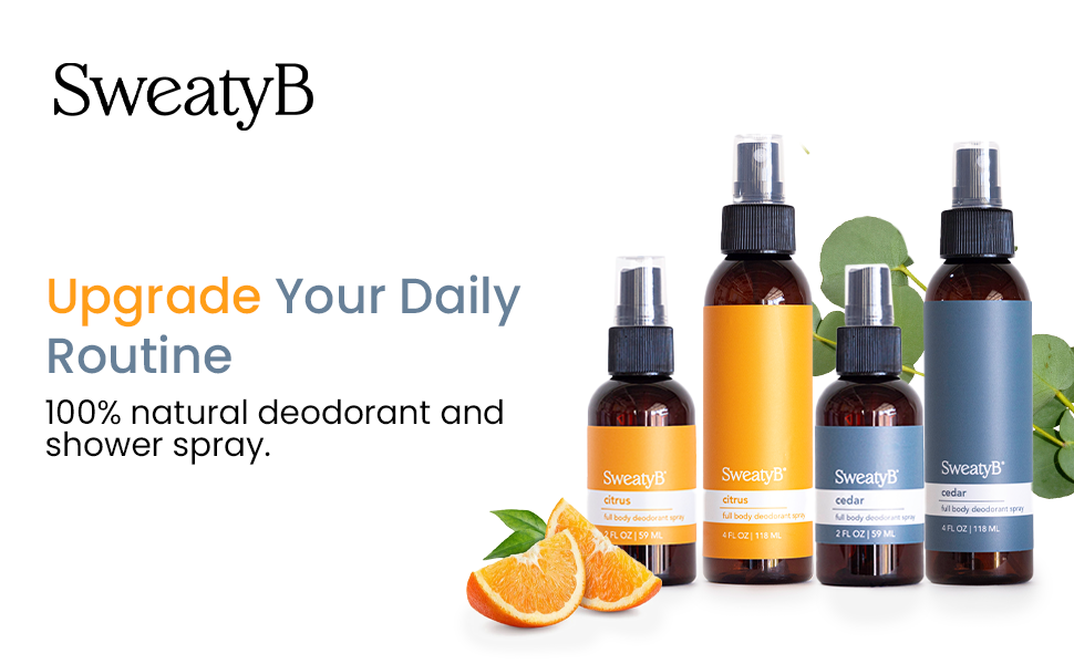SweatyB Full Body Deodorant Spray - Aluminum-Free - Sensitive Skin-Friendlr Women & Men