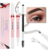 evpct 2Pcs Dark Brown Eyebrow Pen Pencil, 4 Tipped Precise Brow Pen with a Fiber Micro-Fork Tip A...