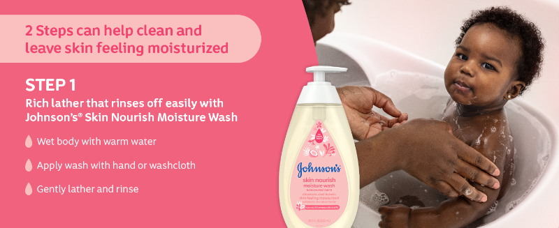 Rich lather that rinses off easily with Johnson's Skin Nourish Moisture Wash