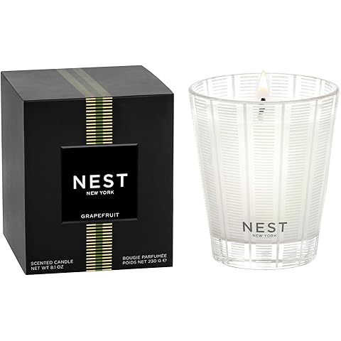 NEST New York Scented Classic Candle, Grapefruit - 8.1 oz - Up to 60-Hour Burn Time - Reusable Glass Vessel
