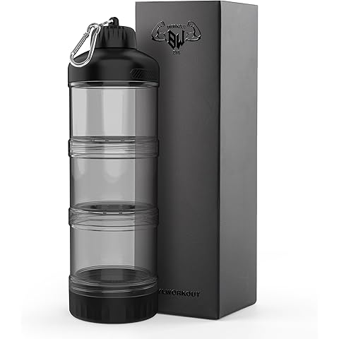 BYLWORKOUT 3 Layers Protein Travel Container with Funnel and Keychain | Cute Protei...