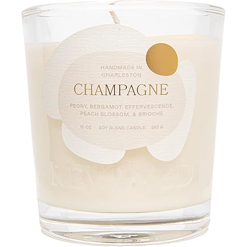Rewined-Champagne Scented Candles (10oz)- Notes of Peony, Bergamot, Peach Blossom, and Brioche, Nontoxic Candles
