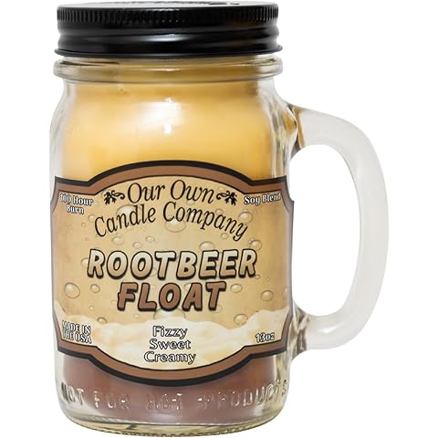 Our Own Candle Company Root Beer Float Scented Mason Jar Candle, 100 Hour Burn Time, 13 Ounces
