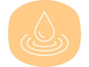 Moisture droplet icon on light orange oval background