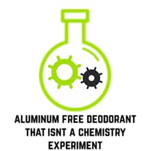 chemisty beaker icon above words aluminum free deodorant that isnt a chemistry experiment