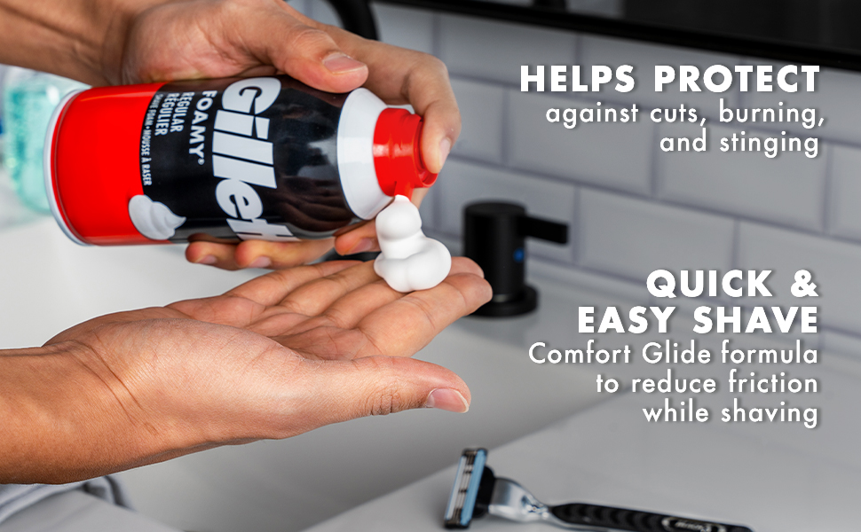 Foamy Regular Shave Gel is seen in its Foam state.