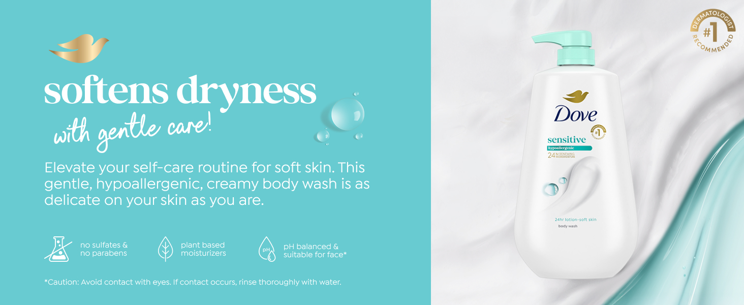 Product shot in white cream with text on light blue background.