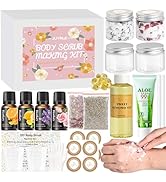 JUYRLE Body Scrub Making Kit- Make Your Own Salt Body Scrub with Almond Oil, Essential Oils, Mois...