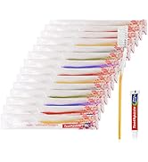 skourvut Disposable Toothbrushes with Toothpaste Individually Wrapped 5 Colors Bulk Toothbrush an...