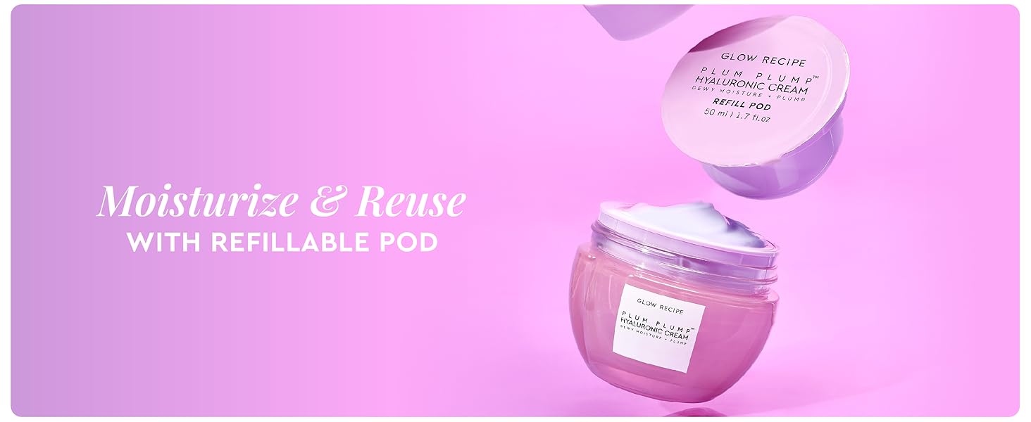 Moisturize and reuse hyaluronic cream with its refillable pod