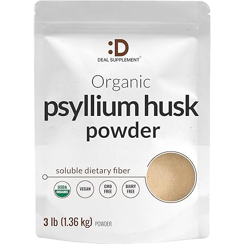 DEAL SUPPLEMENT Organic Psyllium Husk Powder, 3lbs (48oz) – Unflavored Plant Based Soluble Dietary Fiber – Gut & Digestion Health – Great for Baking & Cooking – Keto Friendly, Gluten Free, Non-GMO