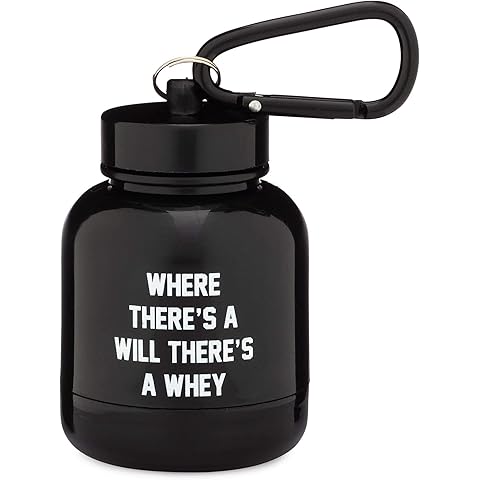 OnMyWhey - Protein Powder & Supplement Funnel Keychain, Portable To-Go Container for The Gym, Workouts, Fitness, & Travel - TSA Approved, Where There's A Will There's A Whey