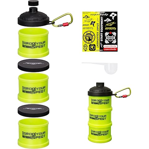 Protein Powder Stackable Container To Go,with Top Cap Funnel for Water Bottle,Twist...