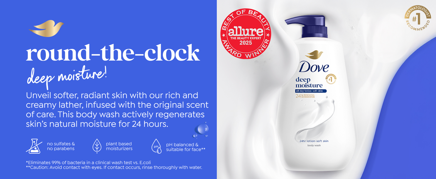 Product shot in white cream with text on blue background.