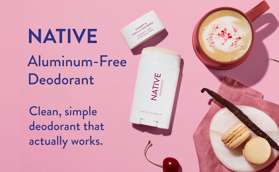 Women Native aluminum-free deodorant clean and simple antiperspirants dry Cherry Vanilla Macaron 