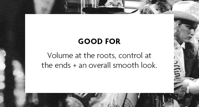 Thickening Spray is good for: volume at the roots, control at the ends + an overall smooth look
