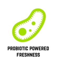 bacteria icon with probiotic powered freshness in text