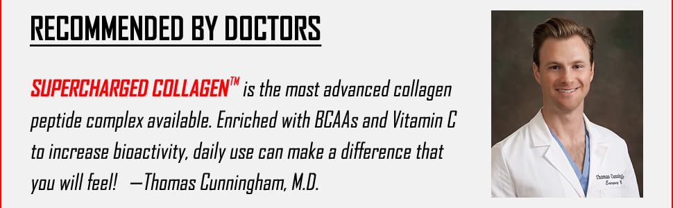 dr. thomas cunningham endorsement supercharged collagen powder for skin, joints, tendons