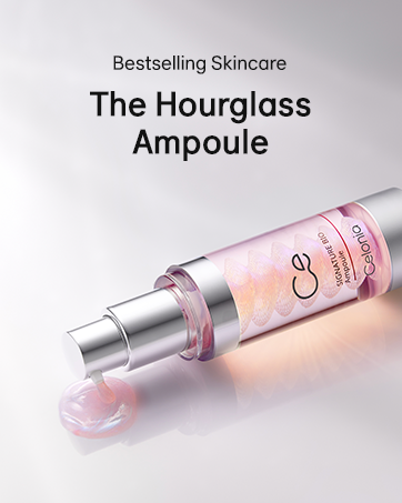 Celonia Hourglass Ampoule with micro-bubble technology for youthful skin.