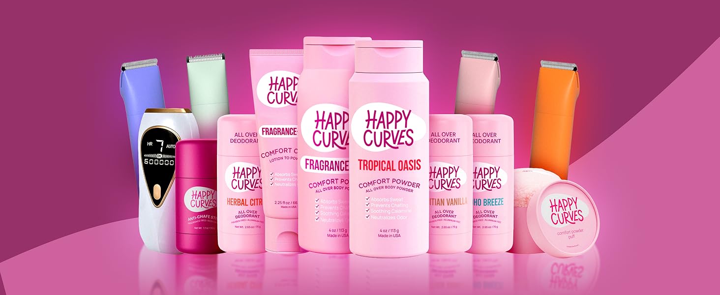 happy curves comfort powder deodorant anti chafing friction defense boob sweat running odor