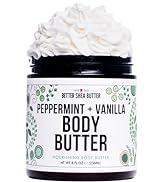 Whipped Body Butter | Peppermint Vanilla | Body Moisturizer for Women | With Raw Shea Butter for ...