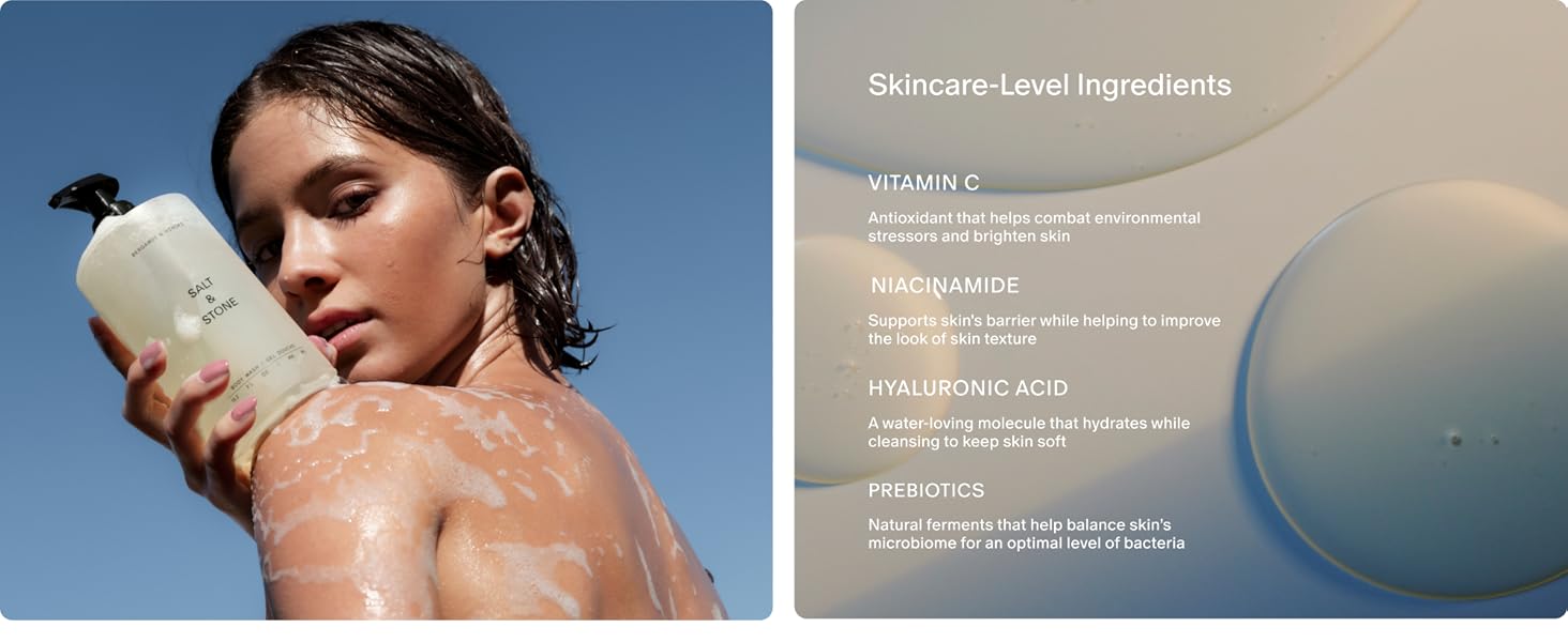 Salt &amp;amp;amp;amp; Stone body wash designed for hydration and nourishment.
