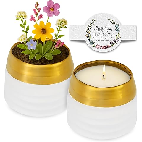 The Growing Candle, Mint & Eucalyptus Scented, 10oz Ceramic Pot, Aromatherapy Candles, 100% Soy, Clara