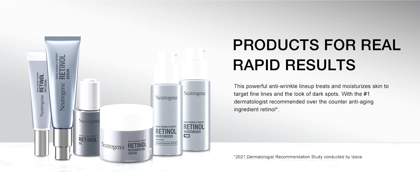 Neutrogena Rapid Wrinkle Repair products with Retinol for rapid anti-wrinkle & anti-aging results