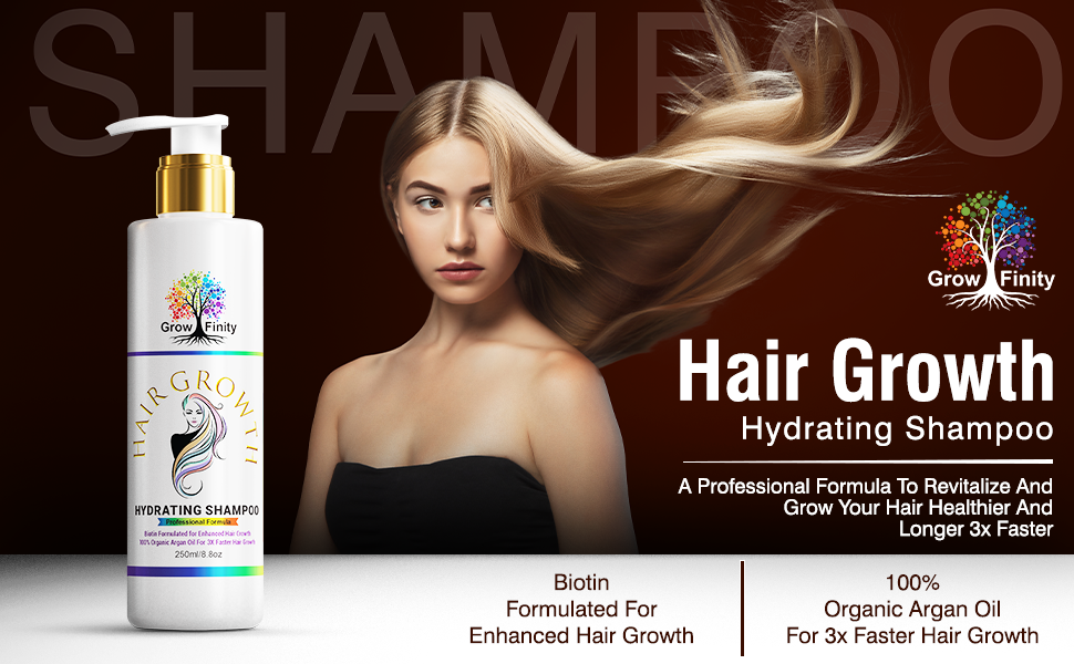 GrowFinity Fast Hair Growth Shampoo Argan Oil Biotin Hydrating Grow Long Moisturize Strong Hair  