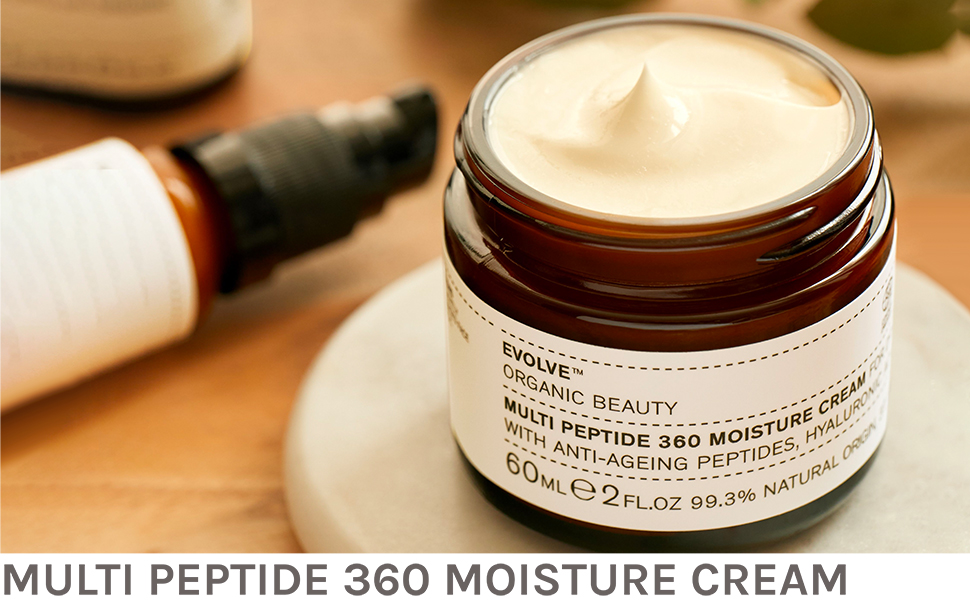 Evolve Organic Beauty Natural⁢ and Vegan Multi Peptide 360 Moisture Cream for aging skin