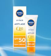 NIVEA Sun UV Face Anti-Age SPF 50 Cream (50ml), Q10 Sun Cream Protects Against UVA/UVB Rays and P...